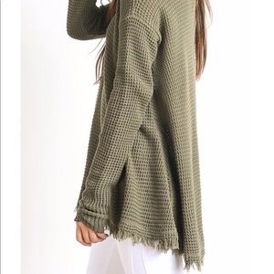 M/L Olive WishList Sweater with Fringe!